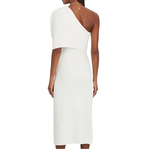 The Sei One Shoulder Cape Midi Pique Knit Sweater Dress Womens Size Medium $399 - Picture 3 of 15